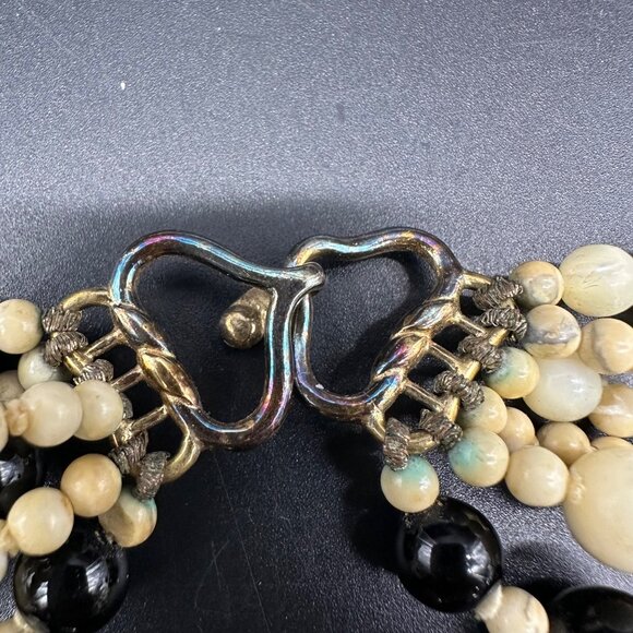 Vintage Statement Necklace Kia Yin Lo KYLO 6 Strand Stone Glass Plastic Bead 80s - Picture 4 of 9